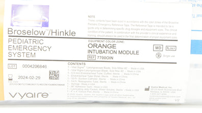 Vyaire 7700OIN Broselow/Hinkle Intubation Module, Orange (x)
